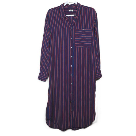Closed Striped Shirt Dress M Work Office Classic - Picture 1 of 5